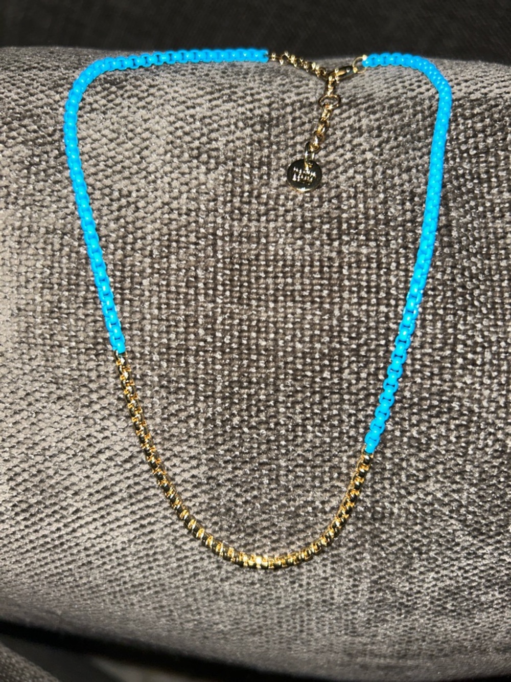 Marlyn Schiff beaded turquoise and gold necklace
